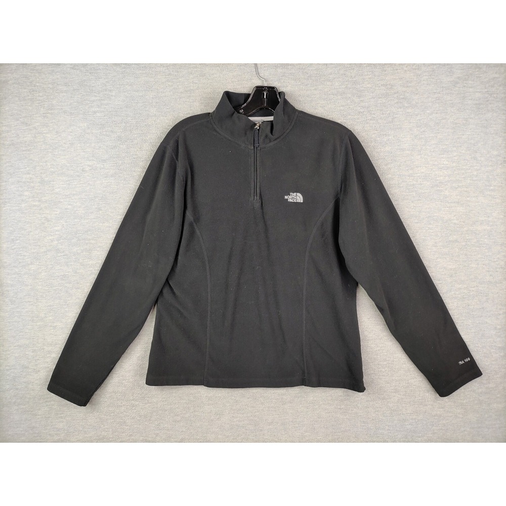 The North Face Womens Jacket Large Black‎ TKA 100 Fleece 1/4 Zip Hiking Outdoor